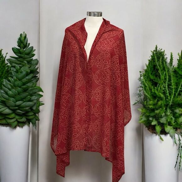 Indian Jaipuri Bohemian Long Scarf 🧣 in Red Color Combo - Picture 1 of 6